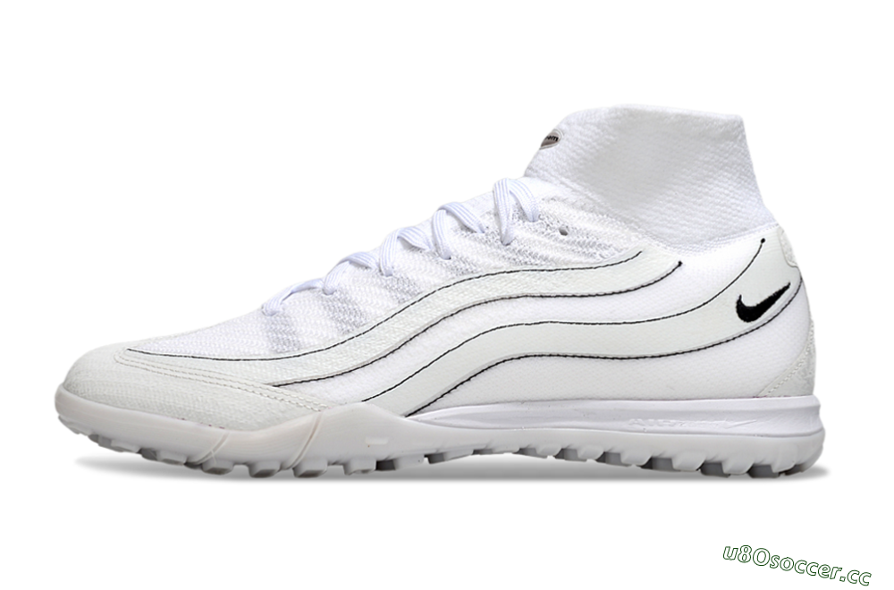 Unisex Nike Air Zoom Mercurial Superfly 10 Elite TF Artificial Turf High-Tops Football Shoes - White/Beige/Black 0