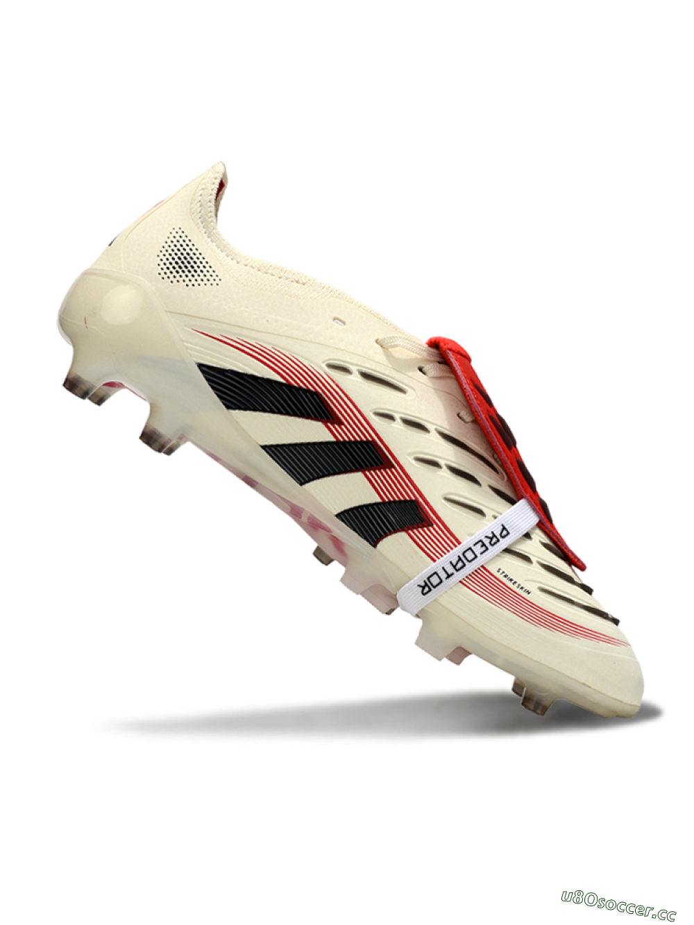 Men's Adidas Predator 25 Elite Foldover Tongue FG Firm Ground Low-Tops Football Boots - White/Black/Red 4