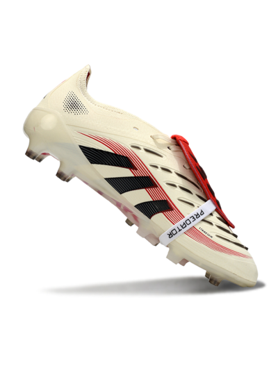 Men's Adidas Predator 25 Elite Foldover Tongue FG Firm Ground Low-Tops Football Boots - White/Black/Red