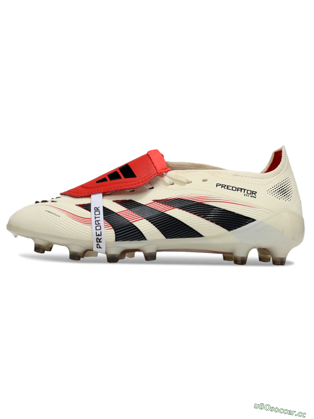 Men's Adidas Predator 25 Elite Foldover Tongue FG Firm Ground Low-Tops Football Boots - White/Black/Red 0