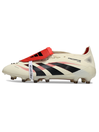 Men's Adidas Predator 25 Elite Foldover Tongue FG Firm Ground Low-Tops Football Boots - White/Black/Red