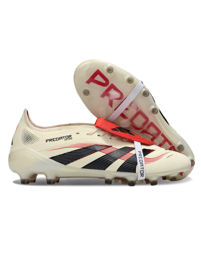 Men's Adidas Predator 25 Elite Foldover Tongue FG Firm Ground Low-Tops Football Boots - White/Black/Red