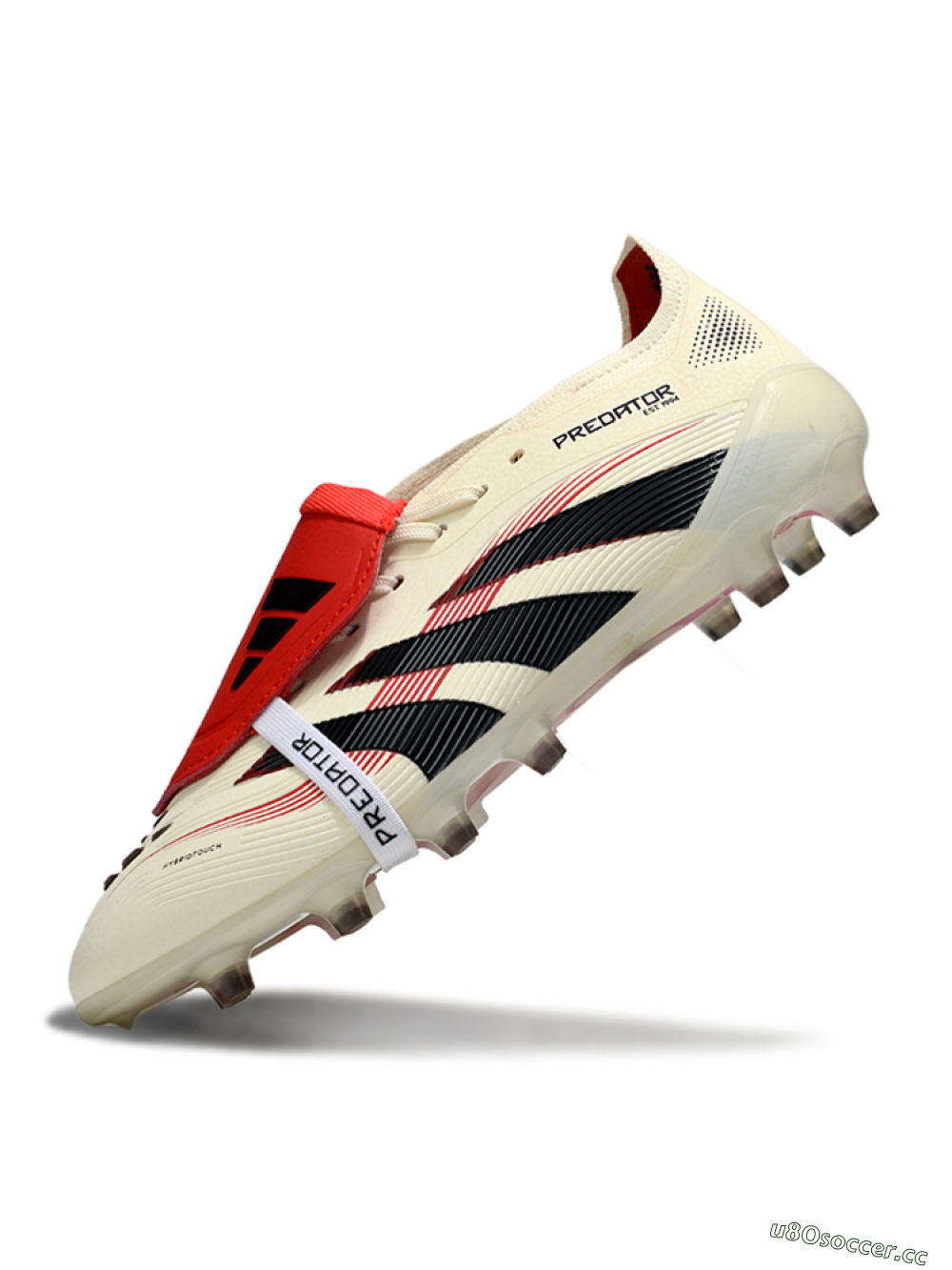 Men's Adidas Predator 25 Elite Foldover Tongue FG Firm Ground Low-Tops Football Boots - White/Black/Red 5