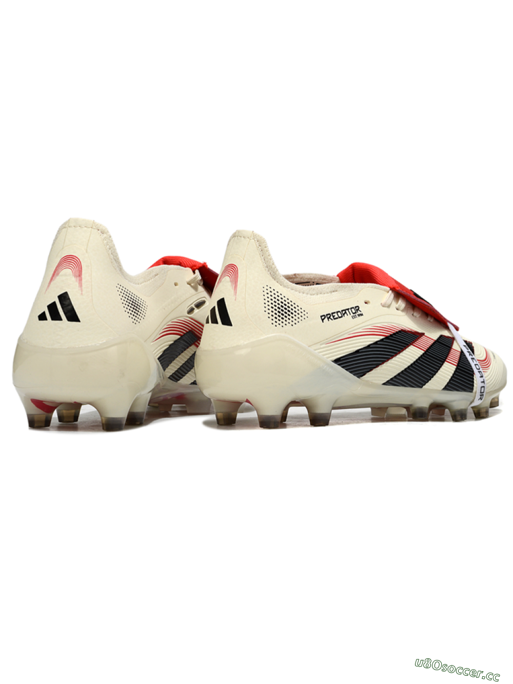 Men's Adidas Predator 25 Elite Foldover Tongue FG Firm Ground Low-Tops Football Boots - White/Black/Red 6