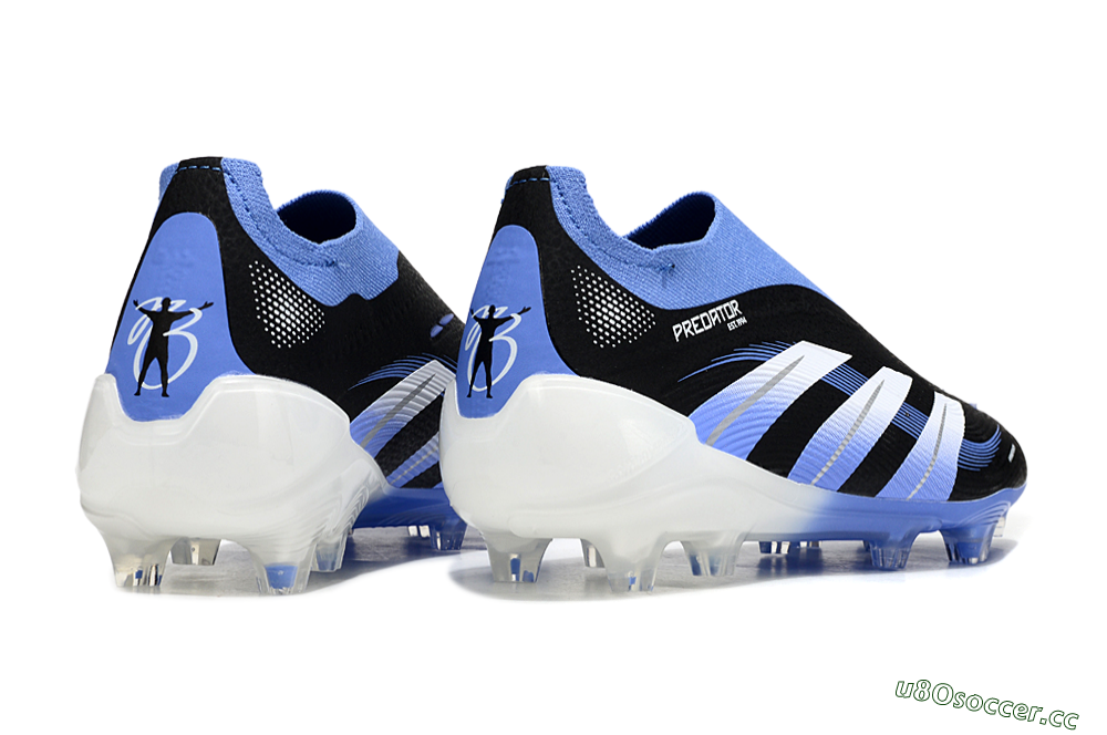 Unisex Adidas Predator 25 Elite Laceless FG Firm Ground Low-Tops Football Boots - Black/Blue/White 6