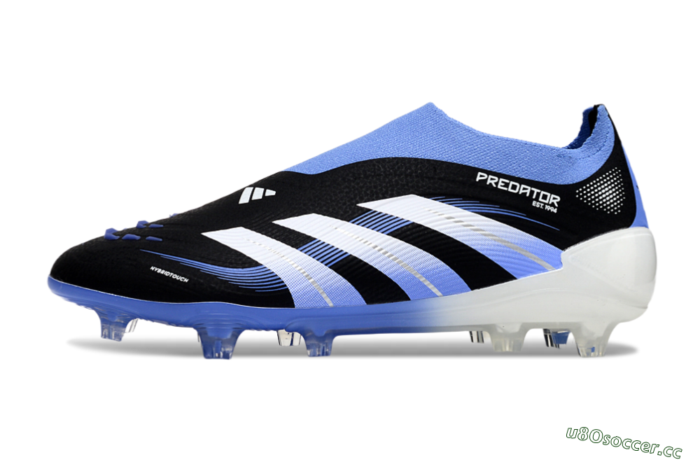 Unisex Adidas Predator 25 Elite Laceless FG Firm Ground Low-Tops Football Boots - Black/Blue/White 0