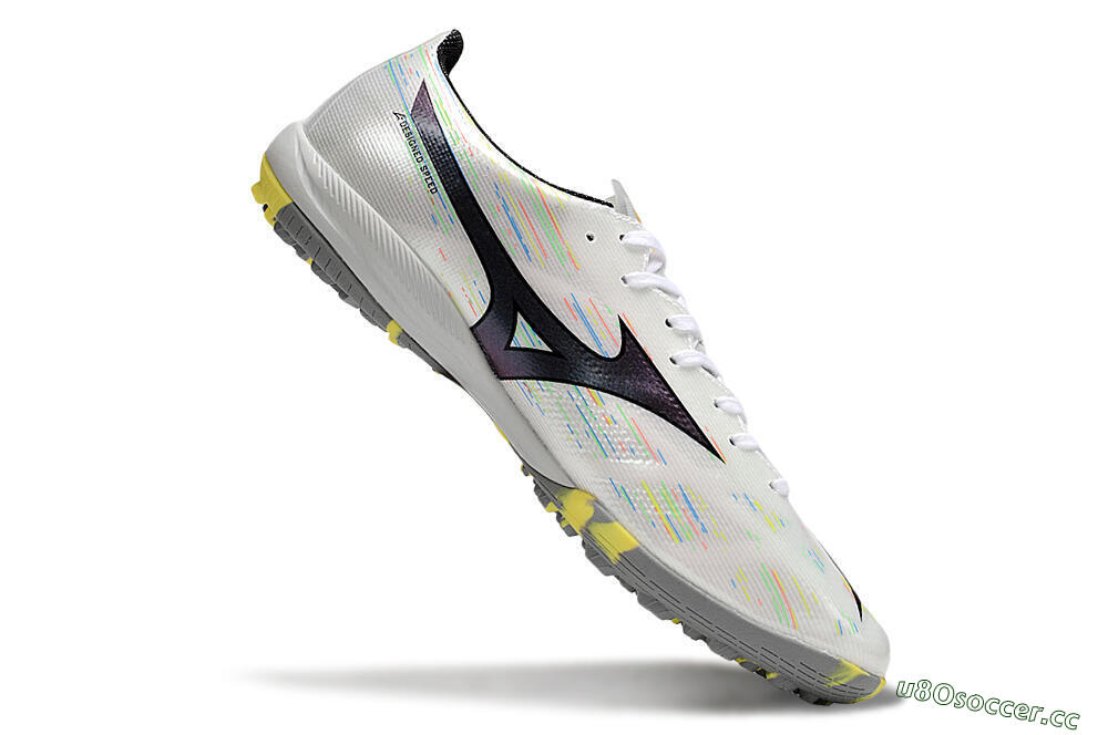 Men's Mizuno Alpha Beta TF Artificial Turf Low-Tops Football Shoes - White/Pink/Yellow 4