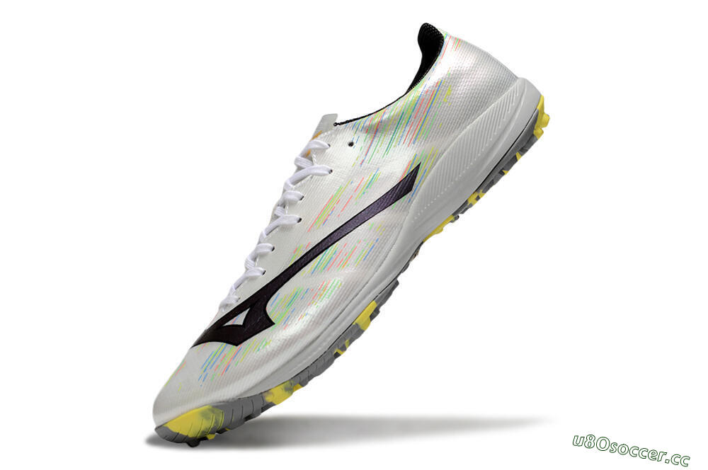 Men's Mizuno Alpha Beta TF Artificial Turf Low-Tops Football Shoes - White/Pink/Yellow 5
