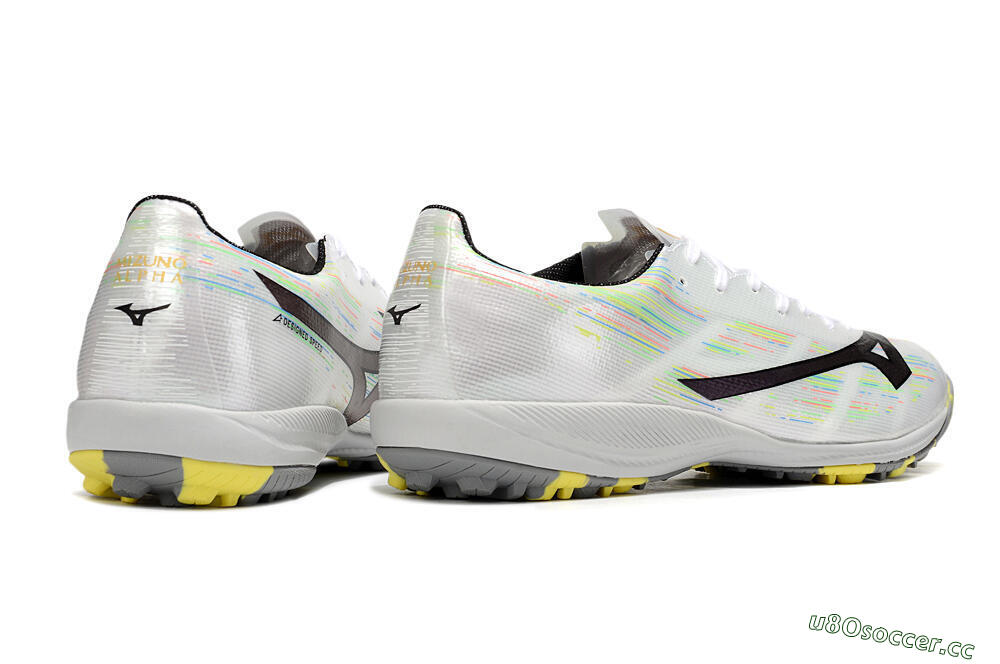Men's Mizuno Alpha Beta TF Artificial Turf Low-Tops Football Shoes - White/Pink/Yellow 6