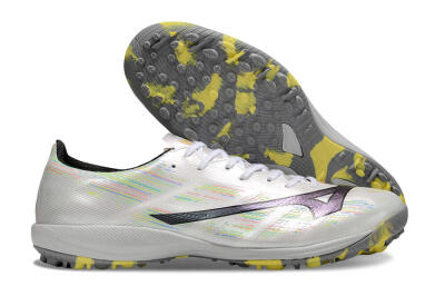 Men's Mizuno Alpha Beta TF Artificial Turf Low-Tops Football Shoes - White/Pink/Yellow