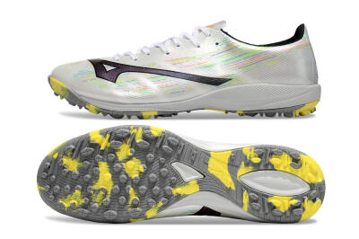 Men's Mizuno Alpha Beta TF Artificial Turf Low-Tops Football Shoes - White/Pink/Yellow