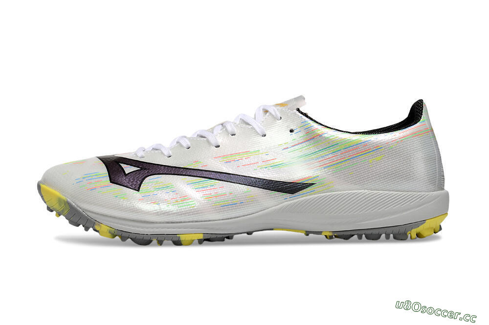 Men's Mizuno Alpha Beta TF Artificial Turf Low-Tops Football Shoes - White/Pink/Yellow 0