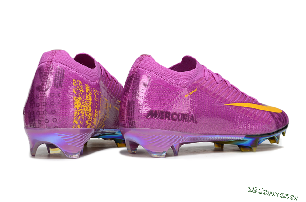 Unisex Nike Air Zoom Mercurial Vapor 16 Elite FG Firm Ground Low-Tops Football Boots - Purple/Yellow/Gold 6