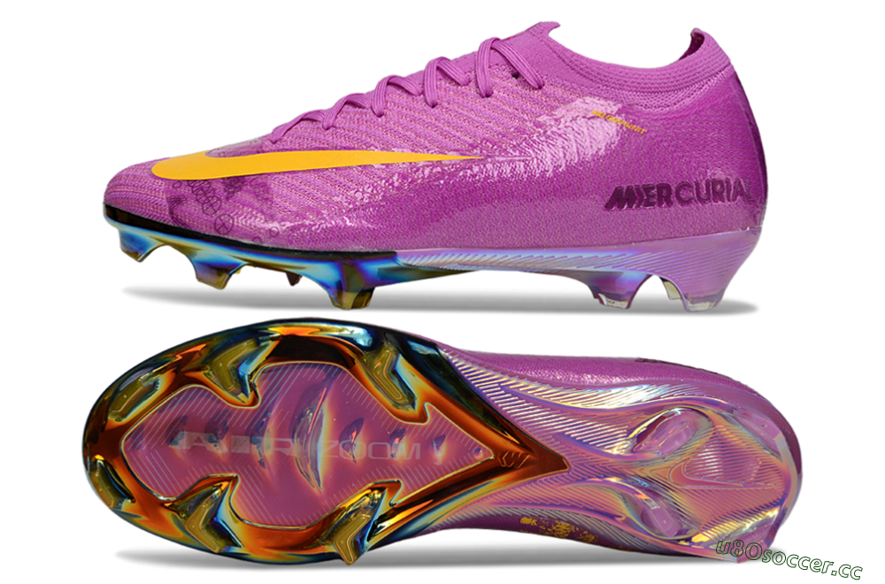 Unisex Nike Air Zoom Mercurial Vapor 16 Elite FG Firm Ground Low-Tops Football Boots - Purple/Yellow/Gold 1