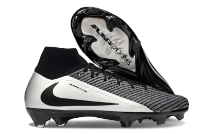 Unisex Nike Air Zoom Mercurial Superfly 10 Elite FG Firm Ground High-Tops Football Boots - White/Black/Silver