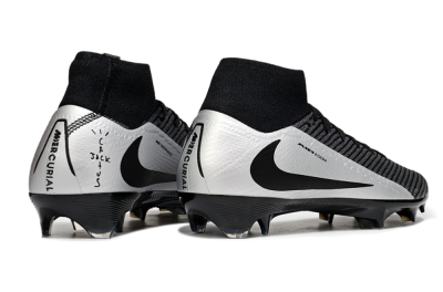 Unisex Nike Air Zoom Mercurial Superfly 10 Elite FG Firm Ground High-Tops Football Boots - White/Black/Silver