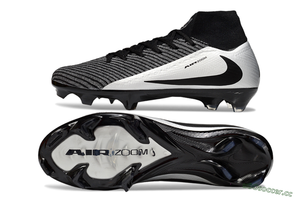 Unisex Nike Air Zoom Mercurial Superfly 10 Elite FG Firm Ground High-Tops Football Boots - White/Black/Silver 1