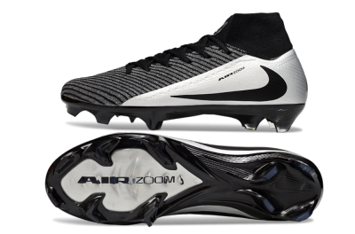 Unisex Nike Air Zoom Mercurial Superfly 10 Elite FG Firm Ground High-Tops Football Boots - White/Black/Silver