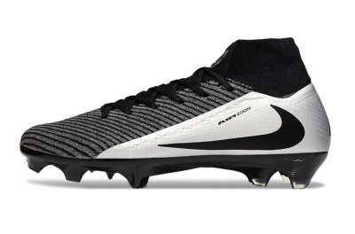 Unisex Nike Air Zoom Mercurial Superfly 10 Elite FG Firm Ground High-Tops Football Boots - White/Black/Silver