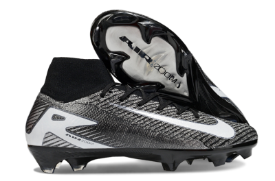 Unisex Nike Air Zoom Mercurial Superfly 10 Elite FG Firm Ground High-Tops Football Boots - White/Black