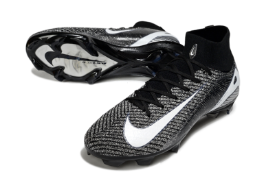 Unisex Nike Air Zoom Mercurial Superfly 10 Elite FG Firm Ground High-Tops Football Boots - White/Black