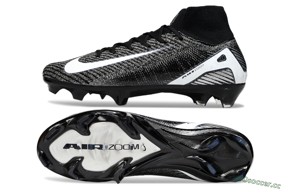 Unisex Nike Air Zoom Mercurial Superfly 10 Elite FG Firm Ground High-Tops Football Boots - White/Black 1