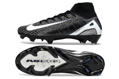 Unisex Nike Air Zoom Mercurial Superfly 10 Elite FG Firm Ground High-Tops Football Boots - White/Black