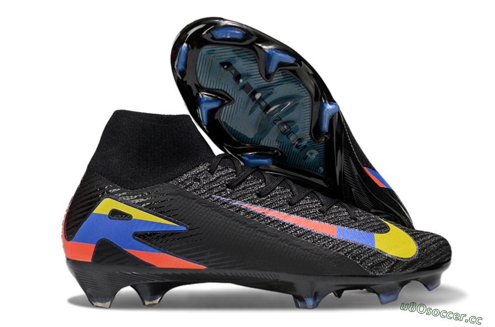 Unisex Nike Air Zoom Mercurial Superfly 10 Elite FG Firm Ground High-Tops Football Boots - Black/Yellow/Blue/Red 2