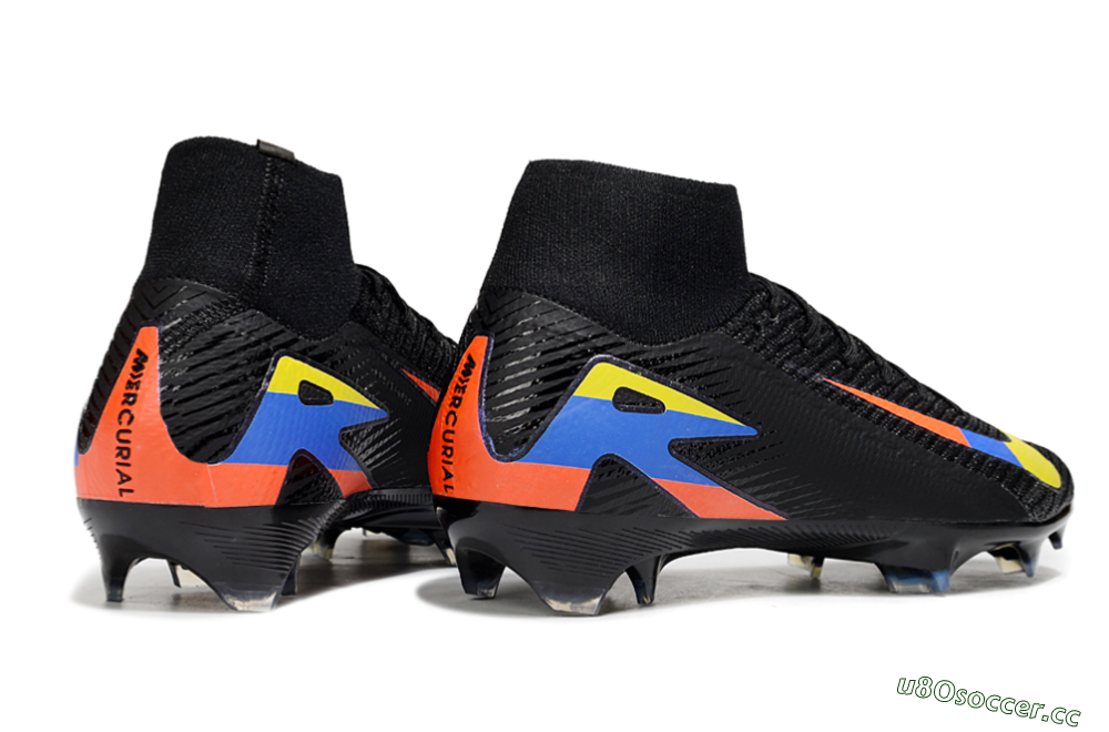 Unisex Nike Air Zoom Mercurial Superfly 10 Elite FG Firm Ground High-Tops Football Boots - Black/Yellow/Blue/Red 6