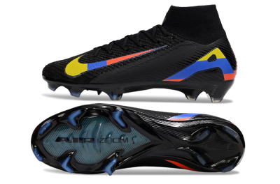 Unisex Nike Air Zoom Mercurial Superfly 10 Elite FG Firm Ground High-Tops Football Boots - Black/Yellow/Blue/Red