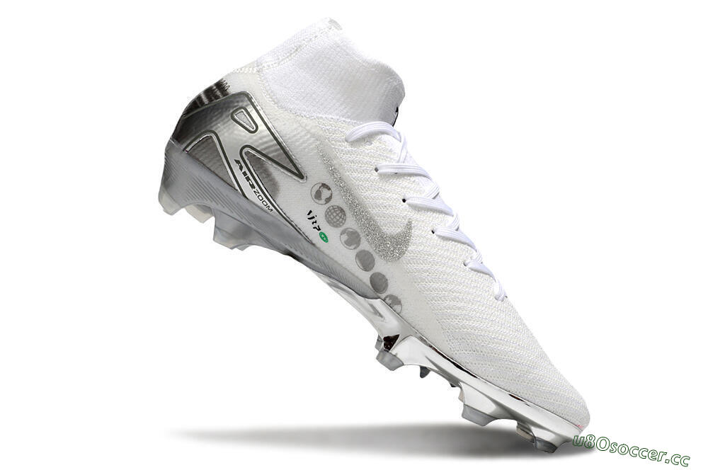 Unisex Nike Air Zoom Mercurial Superfly 10 Elite FG Firm Ground High-Tops Football Boots - White/Silver/Black 4