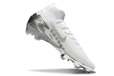 Unisex Nike Air Zoom Mercurial Superfly 10 Elite FG Firm Ground High-Tops Football Boots - White/Silver/Black