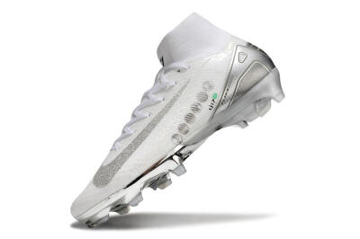 Unisex Nike Air Zoom Mercurial Superfly 10 Elite FG Firm Ground High-Tops Football Boots - White/Silver/Black
