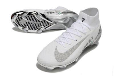 Unisex Nike Air Zoom Mercurial Superfly 10 Elite FG Firm Ground High-Tops Football Boots - White/Silver/Black