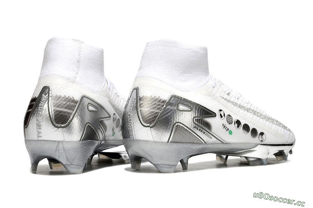 Unisex Nike Air Zoom Mercurial Superfly 10 Elite FG Firm Ground High-Tops Football Boots - White/Silver/Black 6