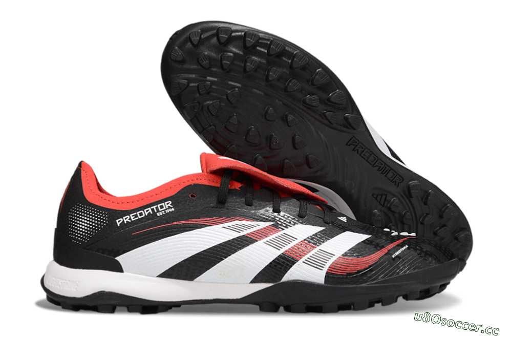 Men's Adidas Predator Elite Foldover Tongue TF Artificial Turf Low-Tops Football Shoes - Black/White/Red 2