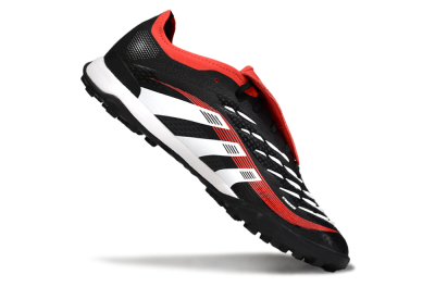 Men's Adidas Predator Elite Foldover Tongue TF Artificial Turf Low-Tops Football Shoes - Black/White/Red