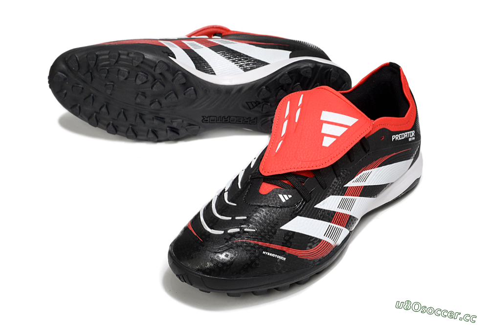 Men's Adidas Predator Elite Foldover Tongue TF Artificial Turf Low-Tops Football Shoes - Black/White/Red 3