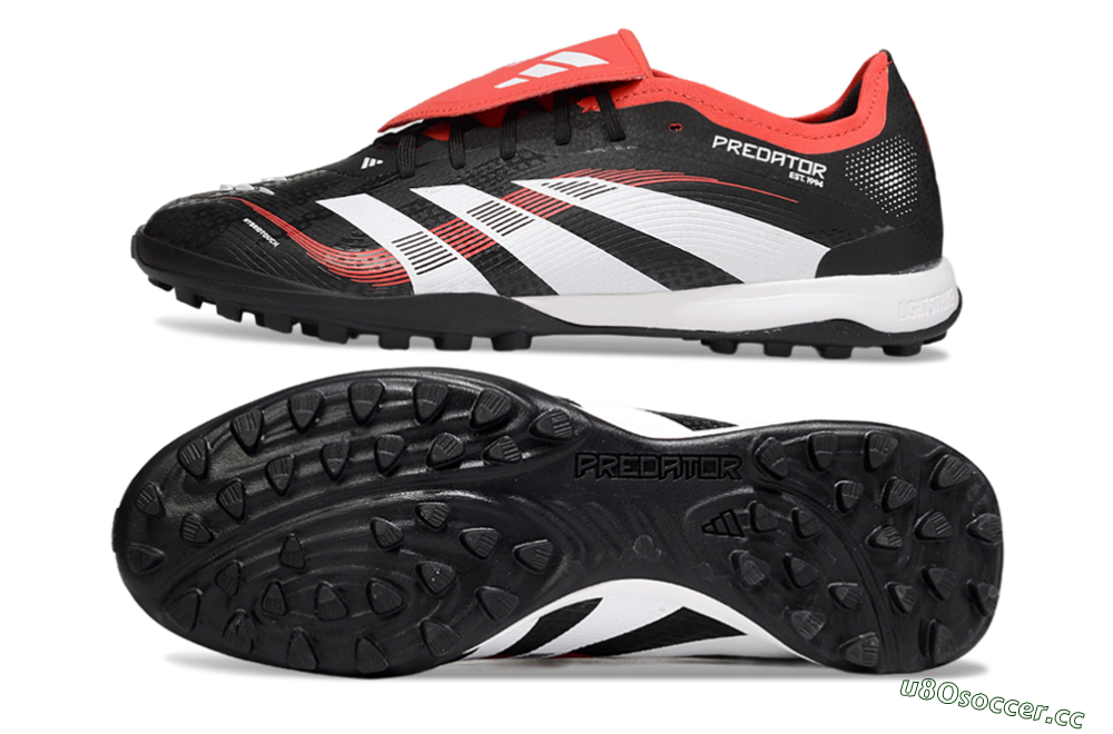 Men's Adidas Predator Elite Foldover Tongue TF Artificial Turf Low-Tops Football Shoes - Black/White/Red 1