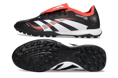 Men's Adidas Predator Elite Foldover Tongue TF Artificial Turf Low-Tops Football Shoes - Black/White/Red