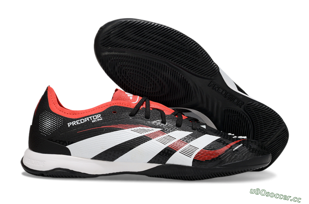 Men's Adidas Predator 25 Elite IC Indoor & Futsal Low-Tops Football Shoes - Black/White/Red 2