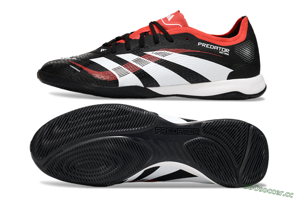 Men's Adidas Predator 25 Elite IC Indoor & Futsal Low-Tops Football Shoes - Black/White/Red 1