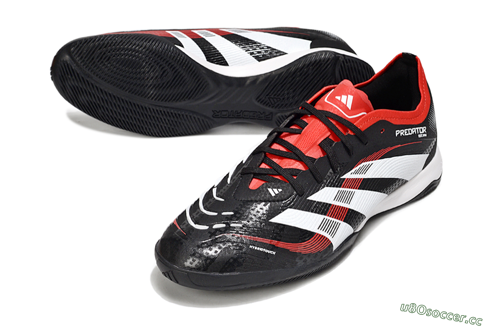 Men's Adidas Predator 25 Elite IC Indoor & Futsal Low-Tops Football Shoes - Black/White/Red 3