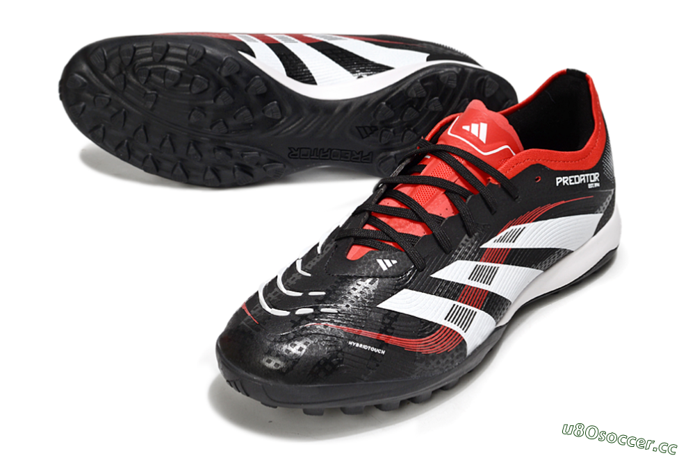 Men's Adidas Predator 25 Elite TF Artificial Turf Low-Tops Football Shoes - Black/White/Red 3