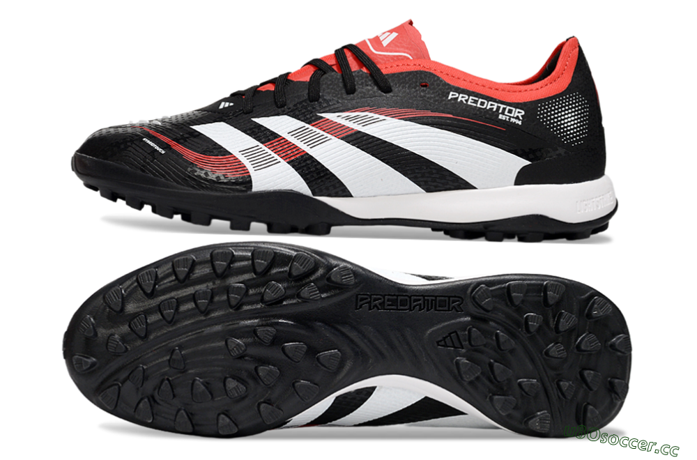 Men's Adidas Predator 25 Elite TF Artificial Turf Low-Tops Football Shoes - Black/White/Red 1