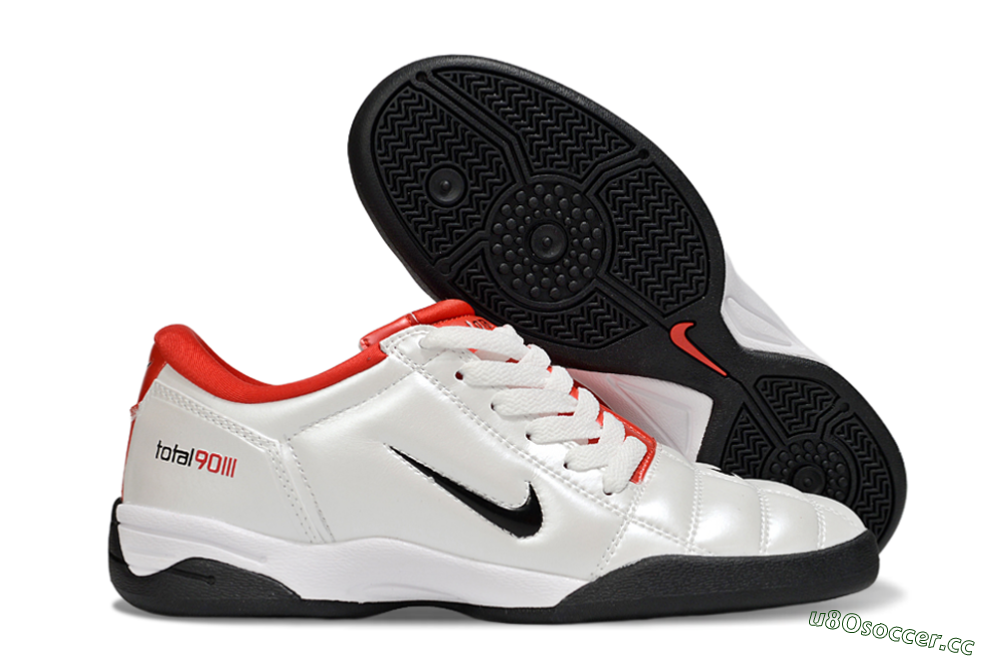 Men's Nike Total 90 III IC Indoor & Futsal Low-Tops Football Shoes - White/Black/Red 2