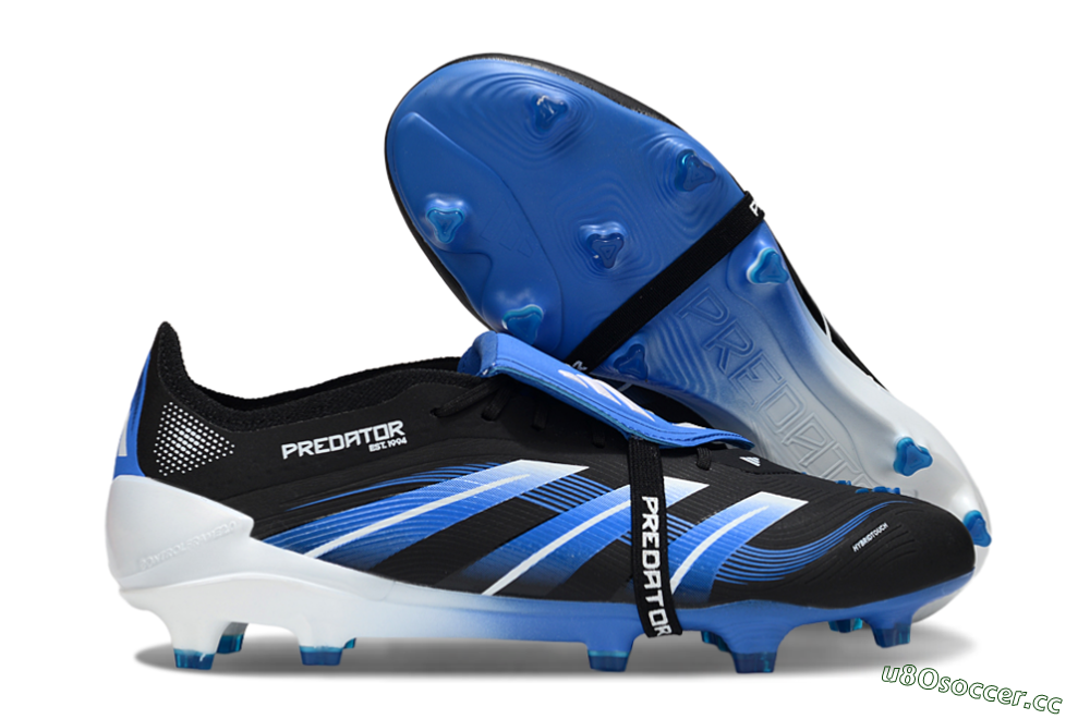 Men's Adidas Predator 25 Elite Foldover Tongue FG Firm Ground Low-Tops Football Boots - Black/Blue/White 2
