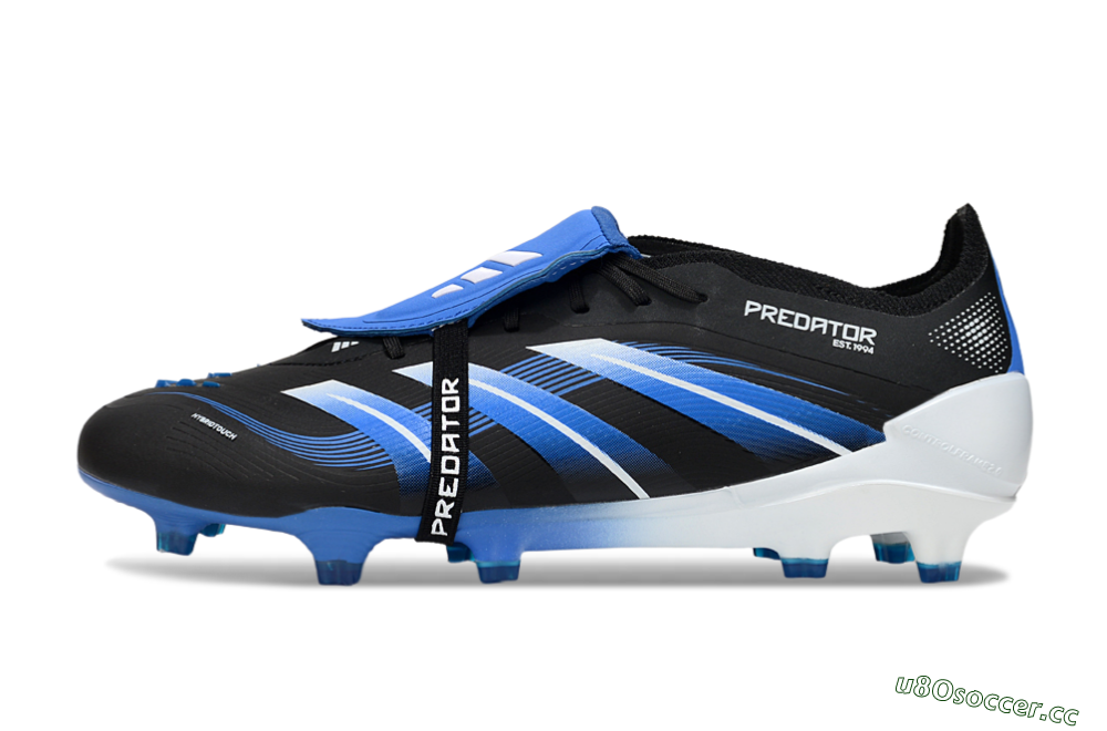Men's Adidas Predator 25 Elite Foldover Tongue FG Firm Ground Low-Tops Football Boots - Black/Blue/White 0