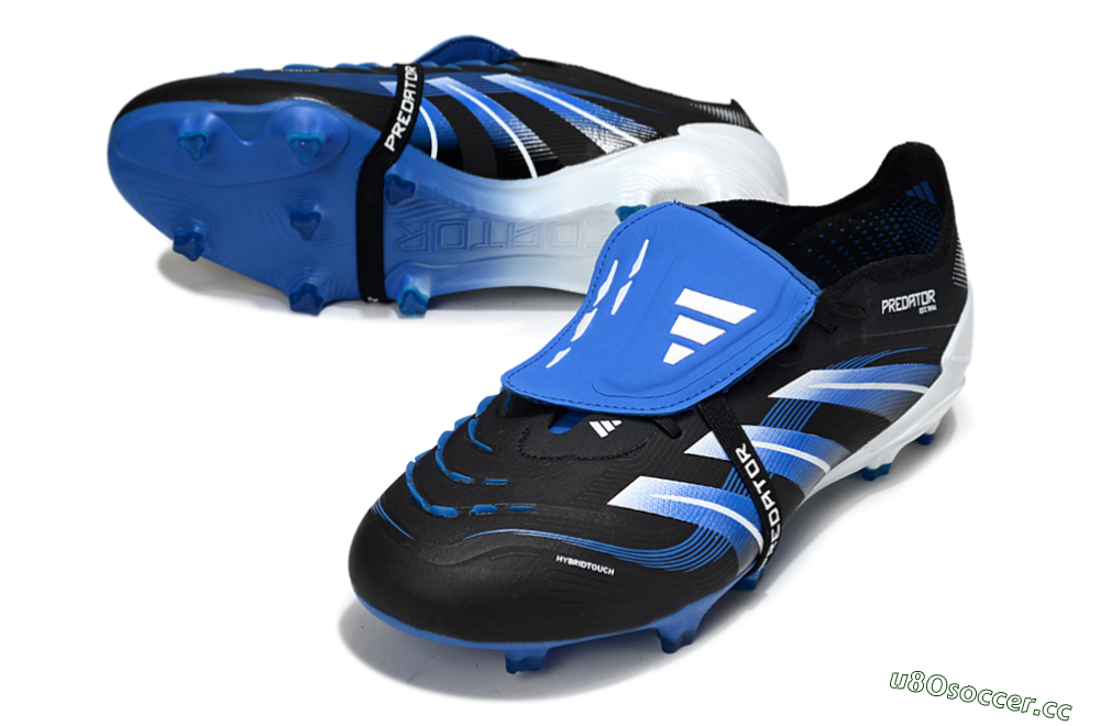 Men's Adidas Predator 25 Elite Foldover Tongue FG Firm Ground Low-Tops Football Boots - Black/Blue/White 3