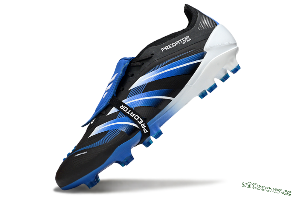Men's Adidas Predator 25 Elite Foldover Tongue FG Firm Ground Low-Tops Football Boots - Black/Blue/White 5
